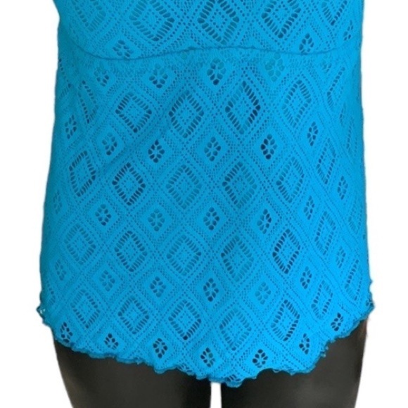 BECCA by Rebecca Virtue Diamond in the Rough Aqua Crochet Tankini Swimsuit 2X - Picture 4 of 10